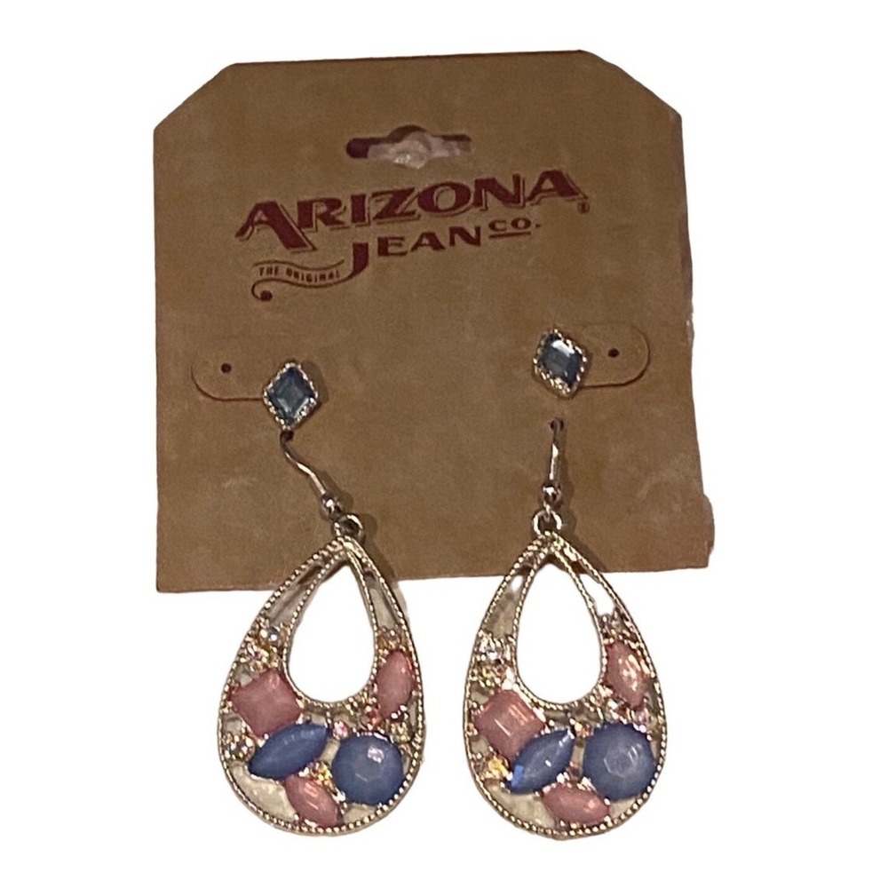Arizona Jean Co Earring Set Women OS Blue Pink Teardrop Dangle Stud Boho